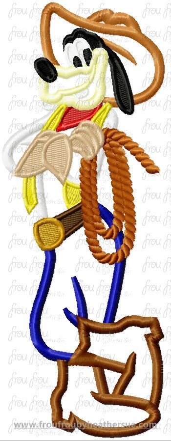 Cowboy Guufy Full Body Machine Applique Embroidery Design, Multiple Sizes- 4&quot;-16&quot;