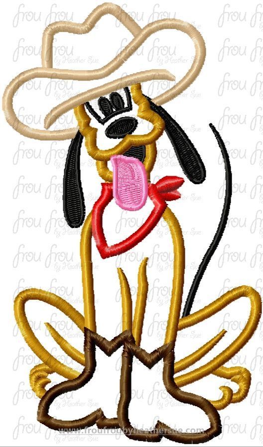 Cowboy Plulo Full Body Machine Applique Embroidery Design, Multiple Sizes- 4&quot;-16&quot;