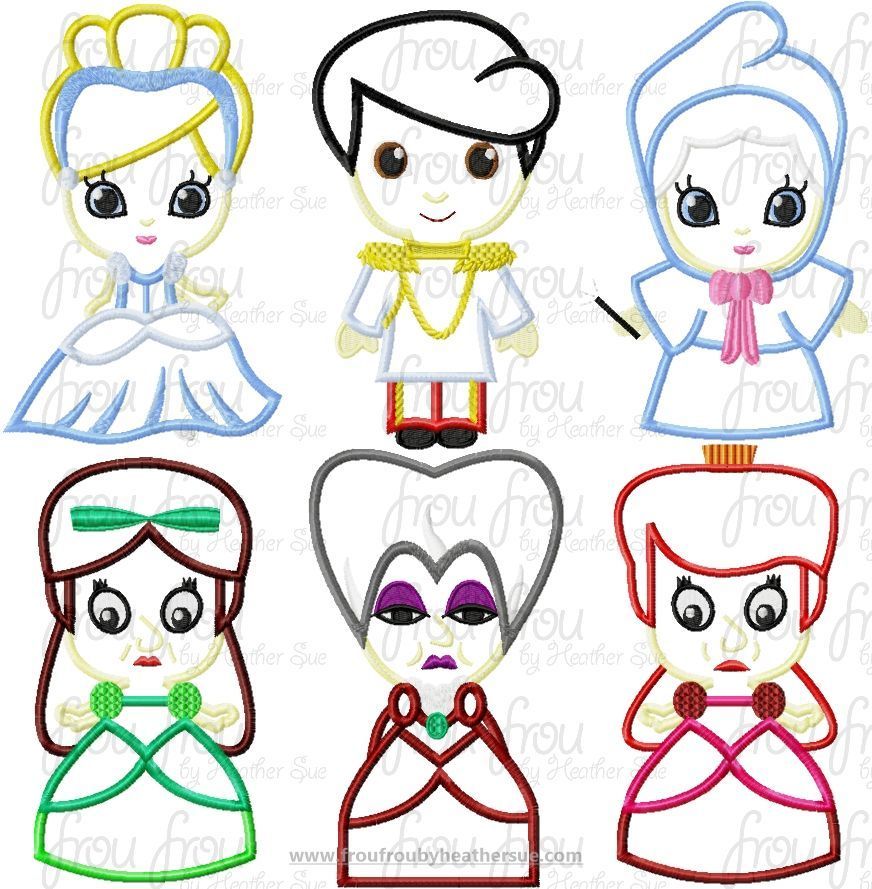 Cindy SET Little Cutie SIX Machine Applique Embroidery Designs, multiple sizes, including 4 inch
