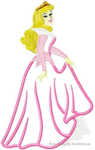 Sleeping Pretty Full Body Princess Machine Applique Embroidery Design, Multiple sizes including 4 inch