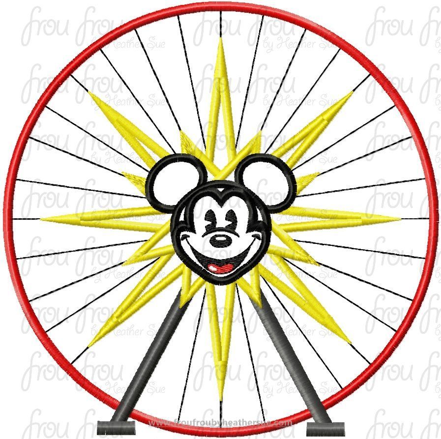 Mister Mouse Fun Ferris Wheel Dis Land Paradise Pier Machine Applique Embroidery Design, Multiple Sizes, including  4&quot;-16&quot;