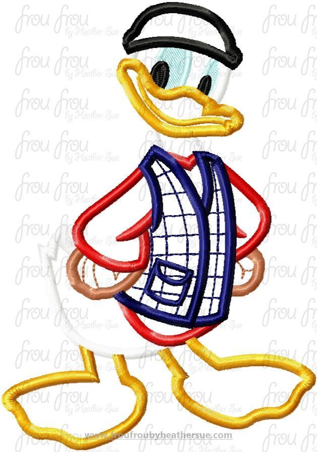 Alaskan Don Duck Dis Cruise Line Ship Machine  Applique Embroidery Design, Multiple Sizes, including  4&quot;-16&quot;