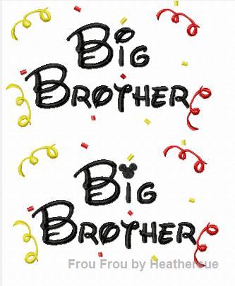 Big Brother Confetti Mister Mouse and Plain TWO Machine Applique Embroidery Design, multiple sizes, including 4 INCH HOOP