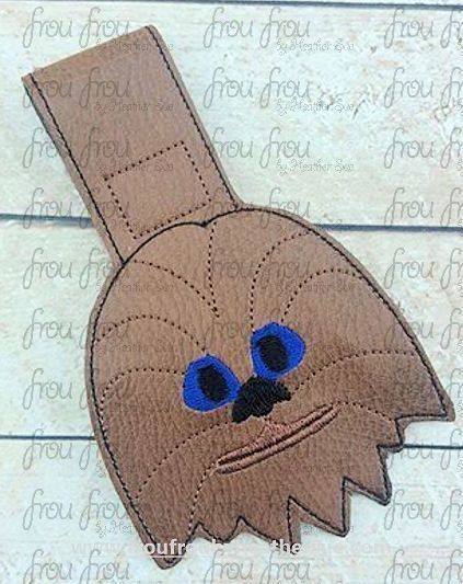 Chewy Space Wars Key Fob, short and long tab, velcro or snaps, THREE SIZES in the hoop Machine Applique Embroidery Design- 4", 7", and 10"