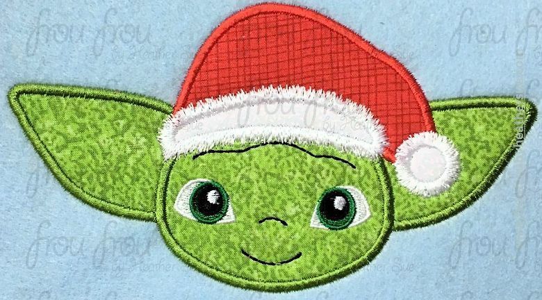 Santa Hat Yoduh Christmas Space Wars Cutie Little Prince Machine Applique Embroidery Design, Multiple Sizes, 3