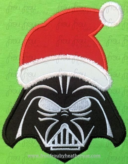 Santa Hat Dark Fader Christmas Space Wars Machine Applique Embroidery Design, Multiple Sizes 3