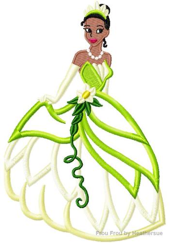 Tina Full Body Princess Machine Applique Embroidery Design, Multiple sizes including 4 inch