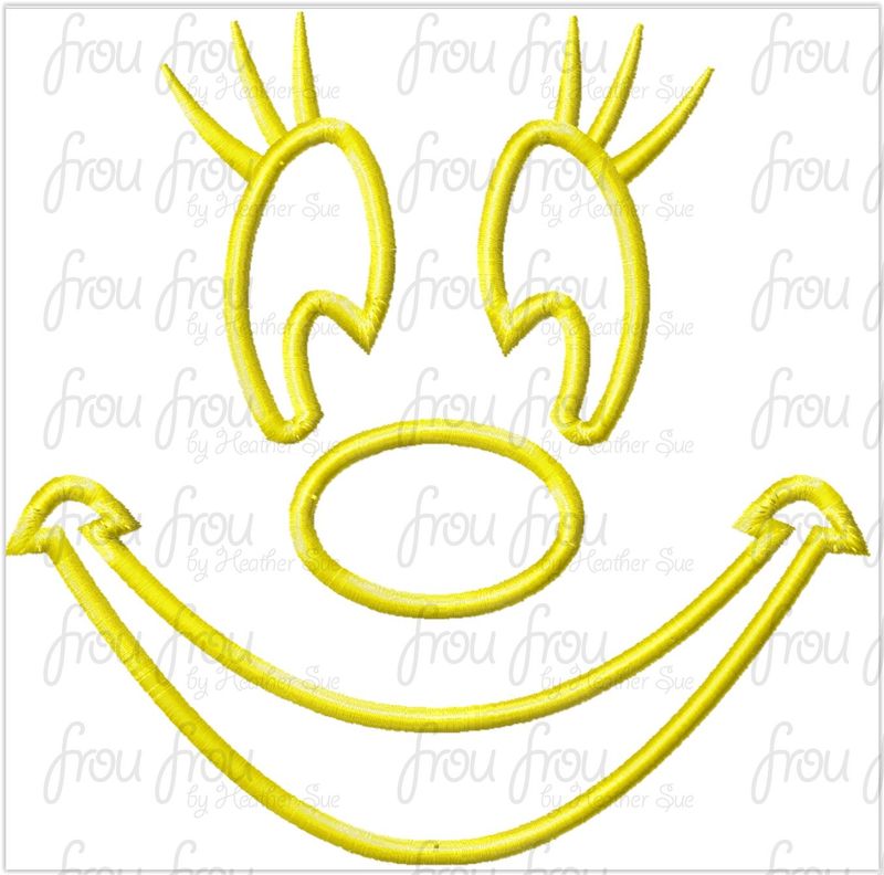 Pumpkin Miss Mouse just face Machine Applique and Filed Embroidery Design 3"-16"