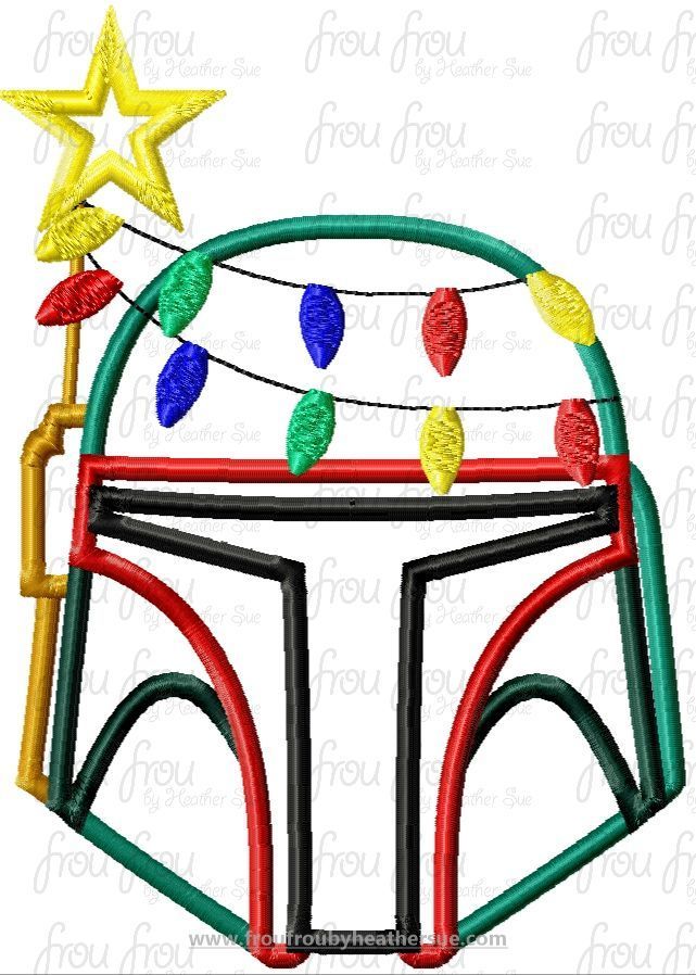 Bubba Feet Helmet with Christmas Lights Santa Space Wars Machine Applique Embroidery Design, Multiple Sizes 3"-16"