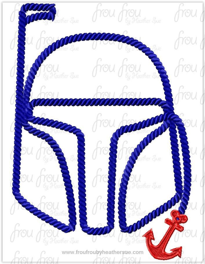 Bubba Feet Space Wars Rope Outlines Dis Cruise Line With Anchor Machine Embroidery Design, Multiple Sizes, including 4