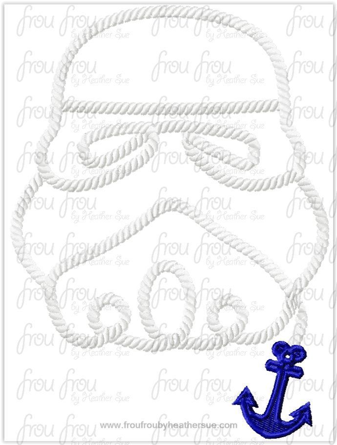 Space Trooper Space Wars Rope Outlines Dis Cruise Line With Anchor Machine Embroidery Design, Multiple Sizes, including 3"-16"