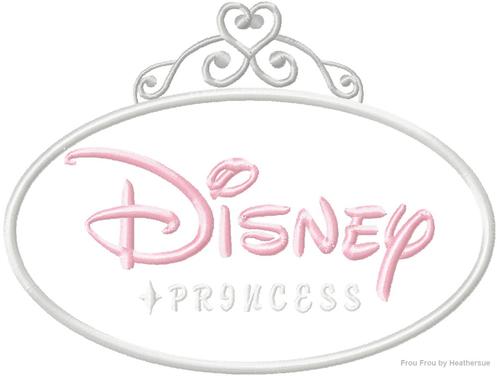 Dis Princess Logo Machine Applique Embroidery Design, Multiple sizes including 4 inch