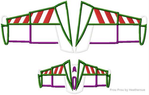 Space Ranger Wings TWO VERSIONS Toy Machine Applique Embroidery Design, Multiple Sizes, including 4 inch