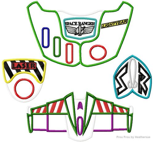 Space Ranger FOUR Design SET- TWO VERSIONS Toy Machine Applique Embroidery Design, Multiple Sizes, including 4 inch