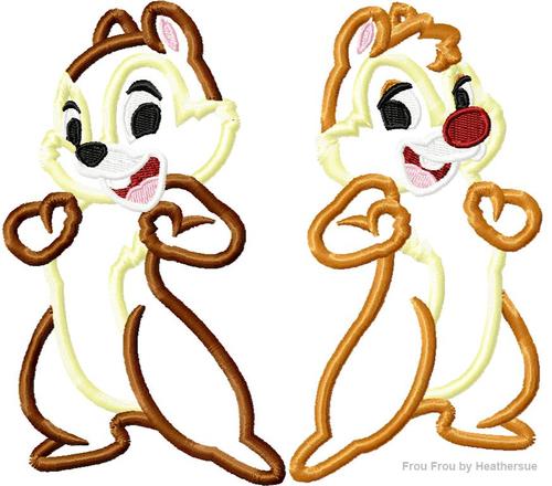 Chep and Dole Chipmunk Full Body THREE Design SET Machine Applique Embroidery Design, Multiple Sizes, including 4 inch