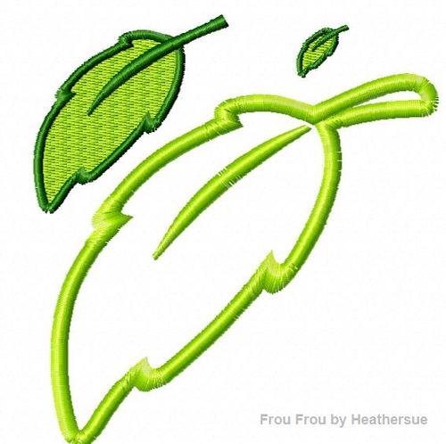 Leaf one Machine Embroidery Applique Design Multiple Sizes, including 1/2&quot;, 1&quot;, 2&quot;, 3&quot;, 4&quot;, 5&quot;, and 6&quot;