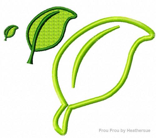 Leaf Two Machine Embroidery Applique Design Multiple Sizes, including 1/2&quot;, 1&quot;, 2&quot;, 3&quot;, 4&quot;, 5&quot;, and 6&quot;