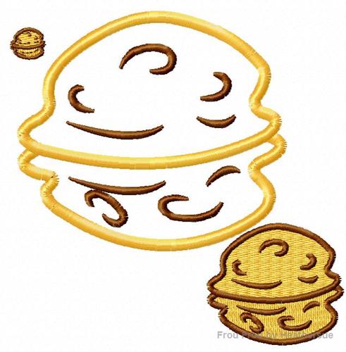 Walnut Nut Machine Embroidery Applique Design Multiple Sizes, including 1/2&quot;, 1&quot;, 2&quot;, 3&quot;, 4&quot;, 5&quot;, and 6&quot;