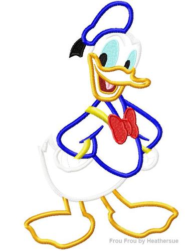 Don Duck Full Body Machine Applique Embroidery Design, Multiple Sizes, including 4 inch