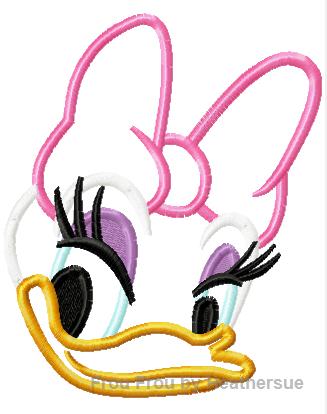 Dasey Duck Just Head Machine Applique Embroidery Design, Multiple Sizes, including 4 inch