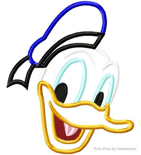 Don Duck Just Head Machine Applique Embroidery Design, Multiple Sizes, including 4 inch