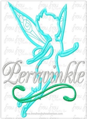 Perry Fairy Silhouette THREE Design SET Machine Applique Embroidery Designs, multiple sizes including 2