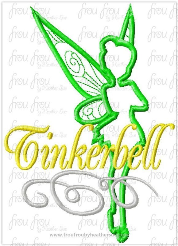 Tinkk 2 Fairy Silhouette THREE Design SET Machine Applique Embroidery Designs, multiple sizes including 2"-16"