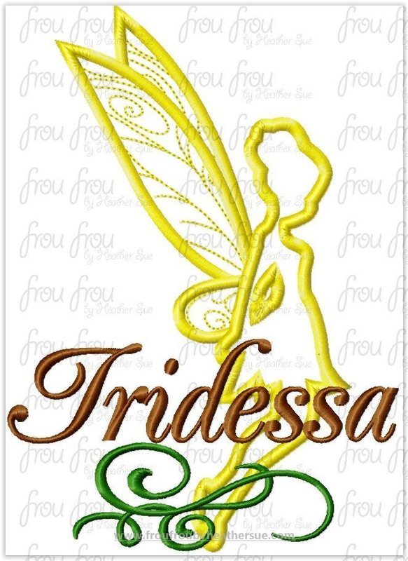 Iridescent Fairy Silhouette and Wording THREE Design SET Machine Applique Embroidery Designs, multiple sizes including 2"-16"