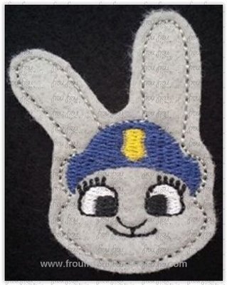 Clippie Jude Rabbit Police Zoo Movie Machine Embroidery In The Hoop Project 1.5, 2, 3, and 4 inch