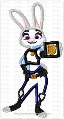 Jude Rabbit Police Officer Zoo Movie Machine Applique Embroidery Design, multiple sizes including 4