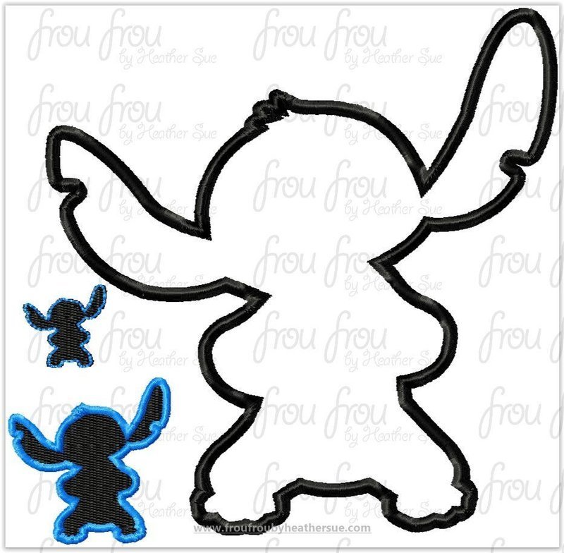 Lila's Alien Silhouette Full Body Machine Applique Embroidery Design, Multiple Sizes, including 1"-16"