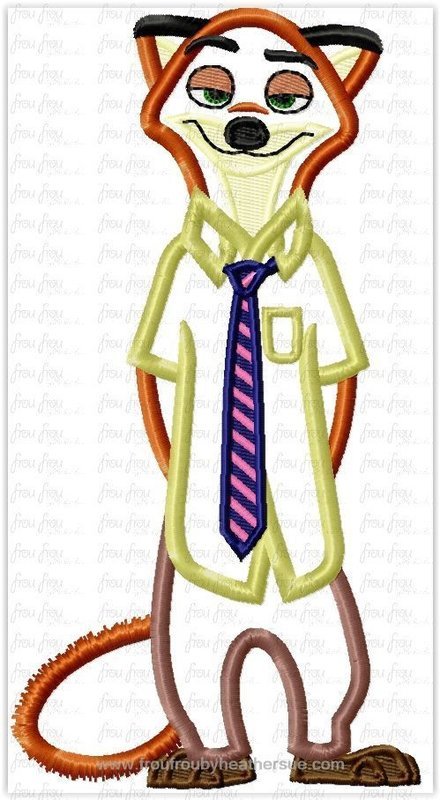 Nicky Fox Zoo Movie Machine Applique Embroidery Design, multiple sizes including 4"-16"