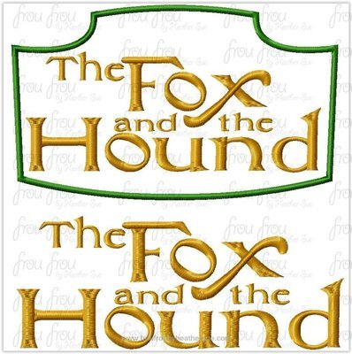 Fox and Dog Movie Logo TWO Versions Machine Applique Embroidery Designs, Multiple Sizes, some including 4"-16"