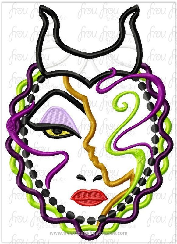 Magnificent and Sleeping Pretty Profile Silhouette in Frame Villain and Hero Machine Applique Embroidery Design, multiple sizes including 4"-16"