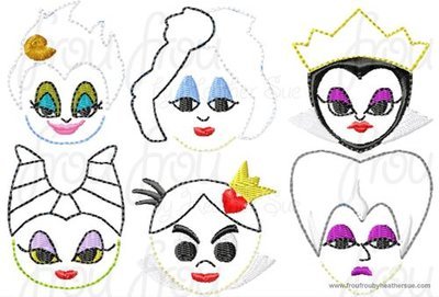 Clippie Villain Cuties SIX Design SET Machine Embroidery In The Hoop Project 1.5, 2 and 3 inch