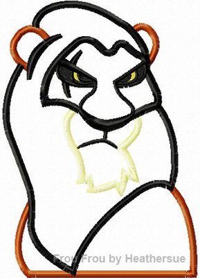 Scarred Lion Head and Shoulders Lion Machine Applique Embroidery Design, Mutliple Sizes including 4 inch