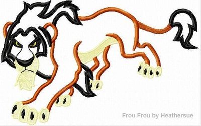 Scarred Lion Machine Applique Embroidery Design, Mutliple Sizes including 4 inch
