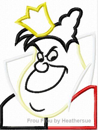 Queen Heart head and shoulders Machine Applique Embroidery Design, Multiple Sizes, including 4 inch