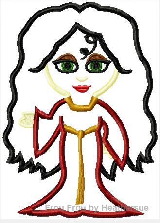 Mother Goth Little Princess Cutie Machine Applique Embroidery Design, Multiple Sizes
