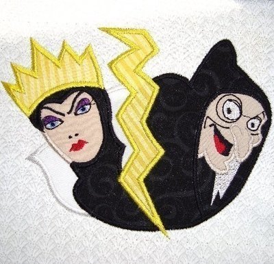 Evil Queen Transforming to Witch Machine Applique Embroidery Design, Multiple Sizes, NOW INCLUDING 4 INCH