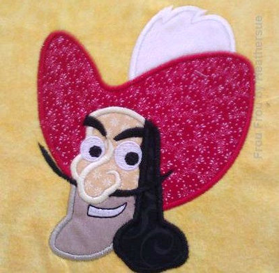 Captain No Hand Machine Applique Embroidery Design, multiple sizes including 4 inch