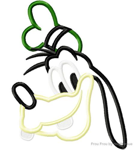 Guufy Just Head Machine Applique Embroidery Design, Multiple Sizes, including 4 inch