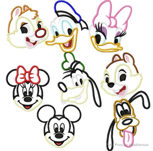 Fab Eight Just Heads SET Machine Applique Embroidery Design, Multiple Sizes, including 4 inch
