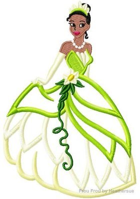 Tina Full Body Princess Machine Applique Embroidery Design, Multiple sizes including 4 inch
