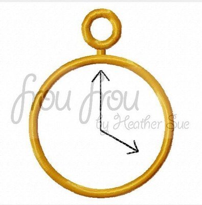Alyce Pocket Stop Watch Machine Applique and Filled Embroidery Designs, multiple sizes, including 1, 2, 4, 7, and 10 inch