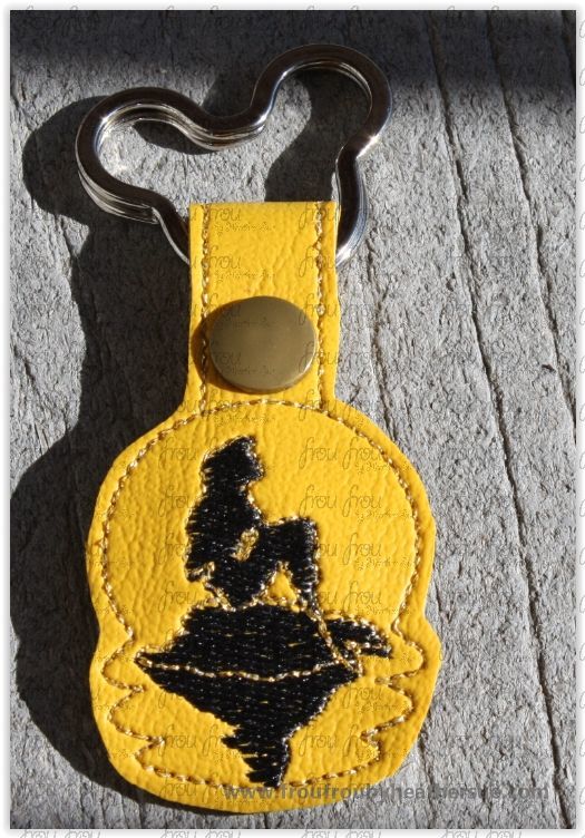 Ariah Silhouette Mermaid Key Fob, short and long tab, velcro or snaps, THREE SIZES in the hoop Machine Applique Embroidery Design- 4&quot;, 7&quot;, and 10&quot;