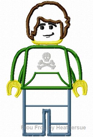 Boy Leego Skull Shirt Machine Applique Embroidery Design, multiple sizes, including 4 inch
