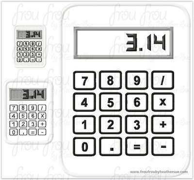 Calculator Applique Embroidery Design, multiple sizes, including 2