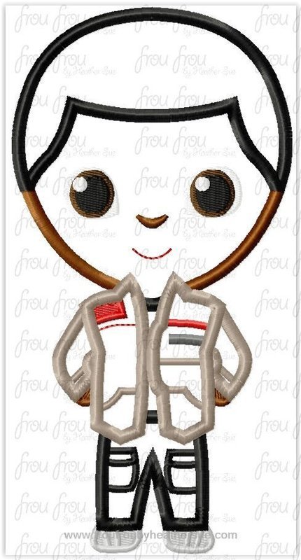 Fin Space Wars Cutie Little Prince Machine Applique Embroidery Design, Multiple Sizes, including 4&quot;-16&quot;