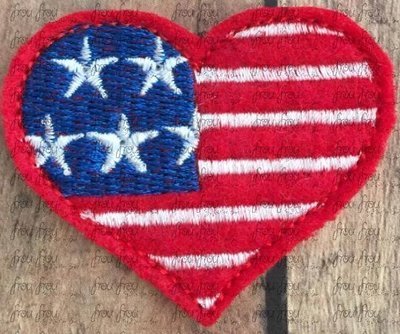 Clippie Heart America Flag Machine Embroidery In The Hoop Project 1.5, 2, 3, and 4 inch